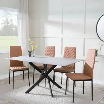 Chopstick Rectangular Dining Set - Grey, Glass