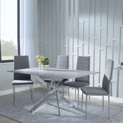 Chopstick Rectangular Dining Set - Grey, Glass