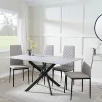 Chopstick Rectangular Dining Set - Grey, Glass