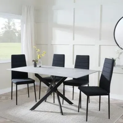 Chopstick Rectangular Dining Set - Grey, Glass