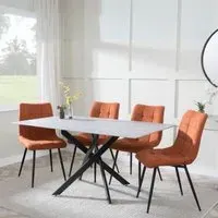 Chopstick Rectangular Dining Set - Grey, Glass