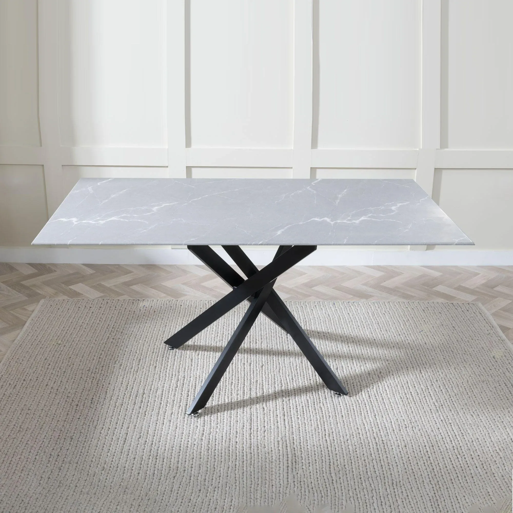 Chopstick Rectangular Dining Set - Grey, Glass