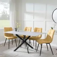 Chopstick Rectangular Dining Set - Grey, Glass