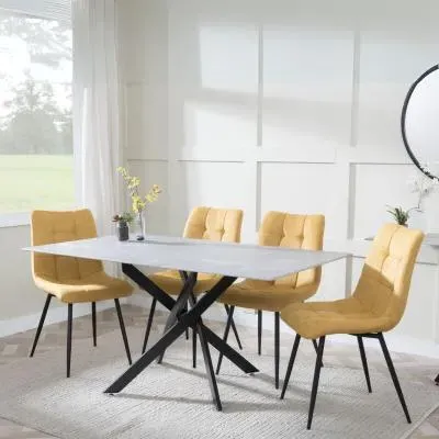 Chopstick Rectangular Dining Set - Grey, Glass