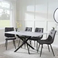 Chopstick Rectangular Dining Set - Grey, Glass