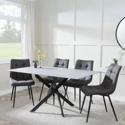 Chopstick Rectangular Dining Set - Grey, Glass