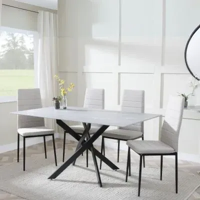 Chopstick Rectangular Dining Set - Grey, Glass