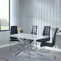 Chopstick Rectangular Dining Set - White, Chrome