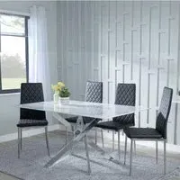 Chopstick Rectangular Dining Set - White, Glass