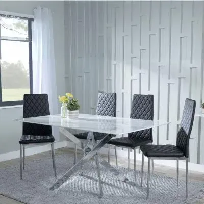 Chopstick Rectangular Dining Set - White, Glass