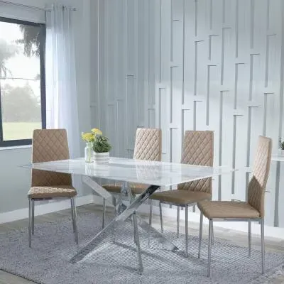 Chopstick Rectangular Dining Set - White, Glass