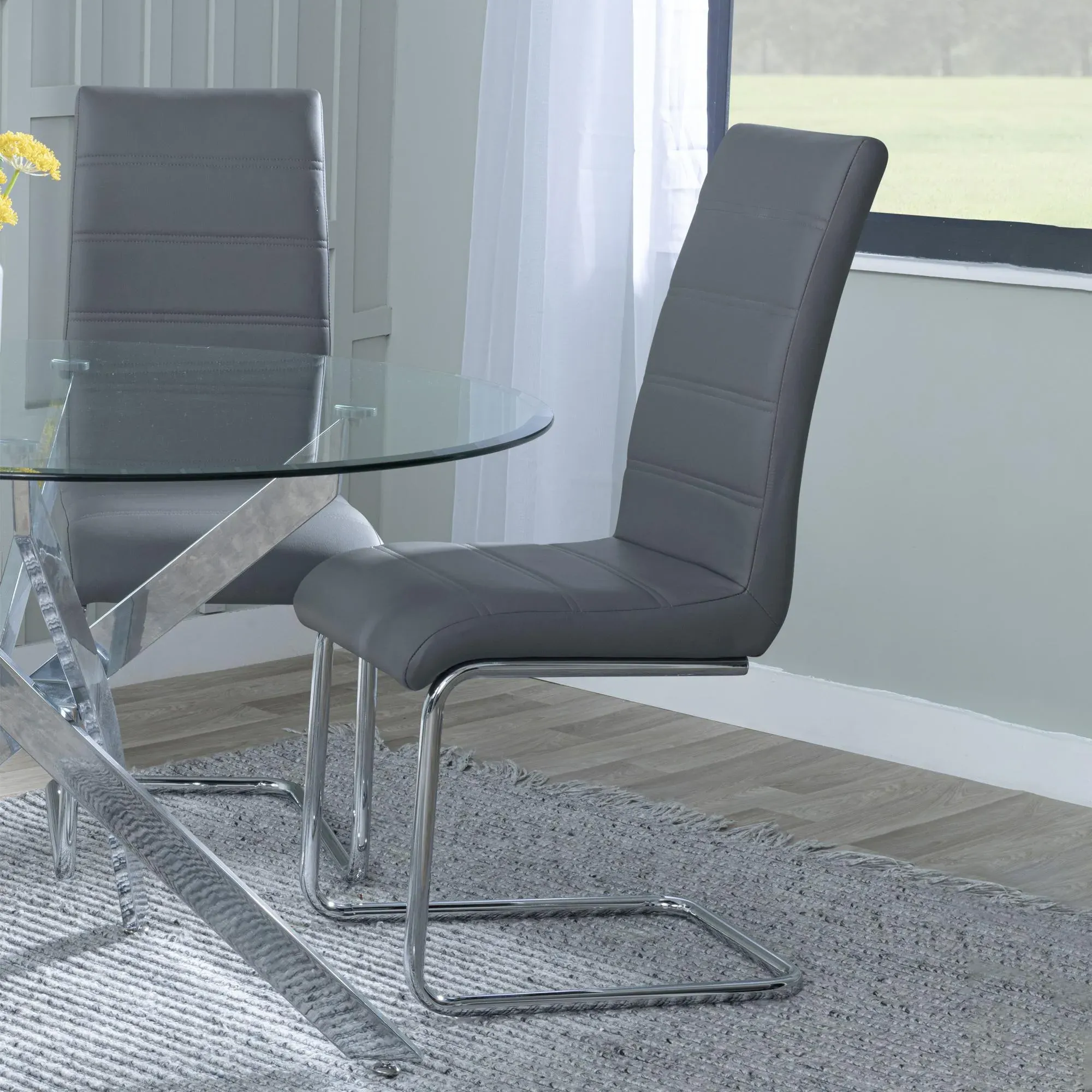 Chopstick Rectangular Dining Set - White, Glass