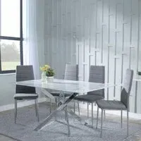 Chopstick Rectangular Dining Set - White, Glass