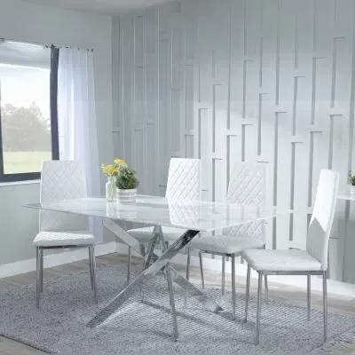 Chopstick Rectangular Dining Set - White, Glass