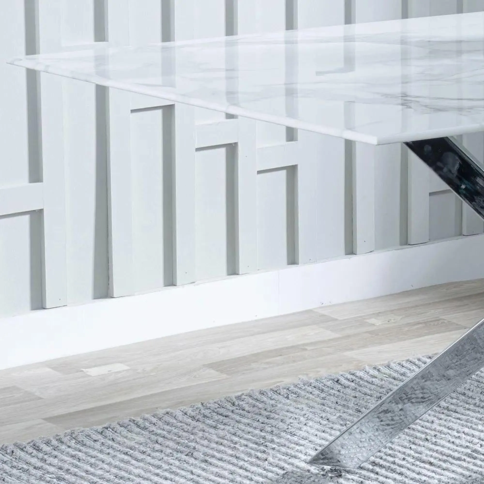 Chopstick Rectangular Dining Set - White, Glass