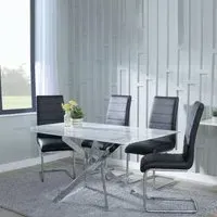 Chopstick Rectangular Dining Set - White, Glass