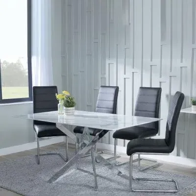 Chopstick Rectangular Dining Set - White, Glass