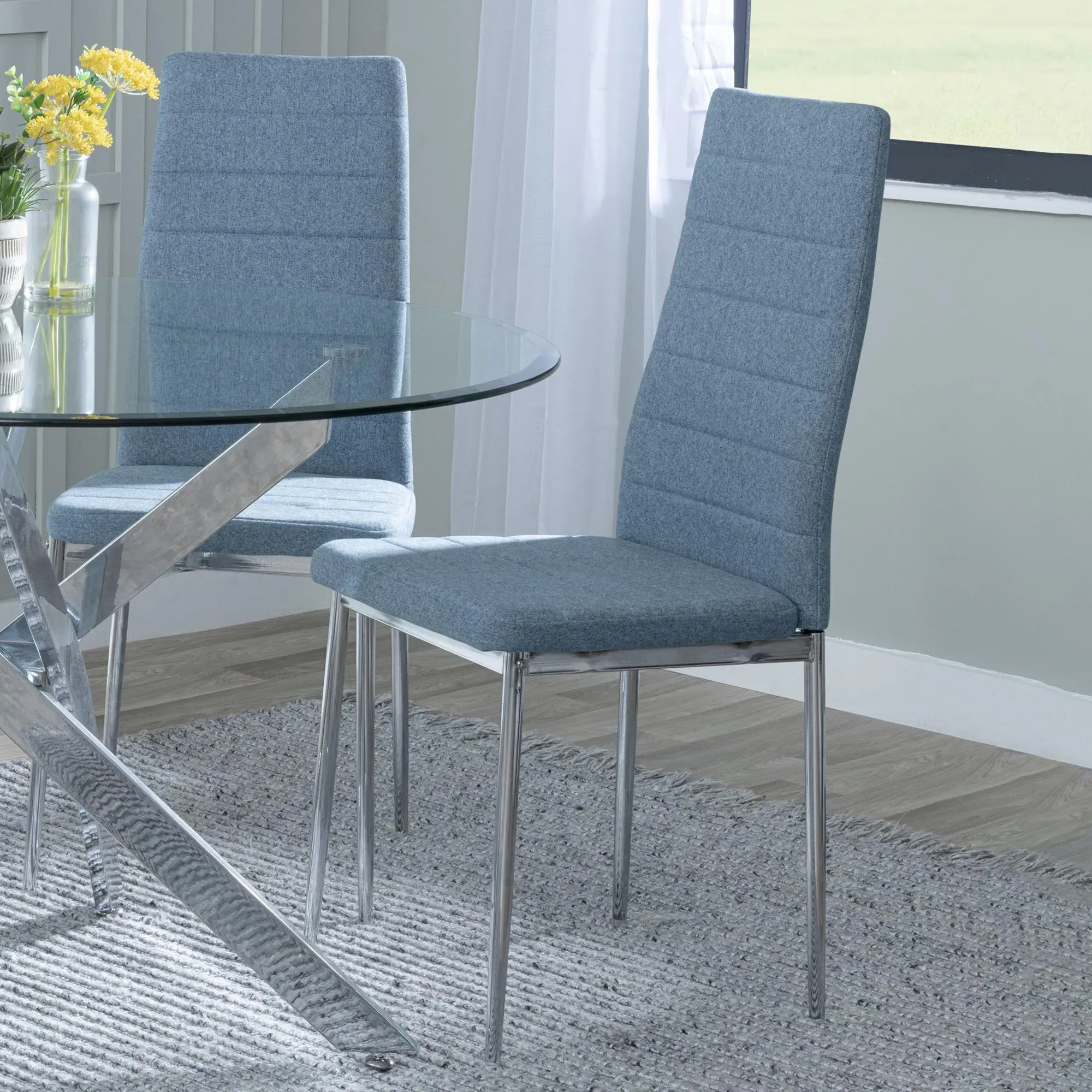 Chopstick Rectangular Dining Set - White, Glass