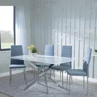 Chopstick Rectangular Dining Set - White, Glass