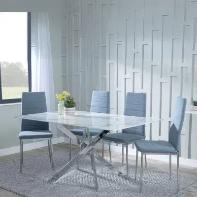 Chopstick Rectangular Dining Set - White, Glass