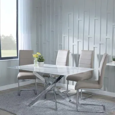 Chopstick Rectangular Dining Set - White, Glass