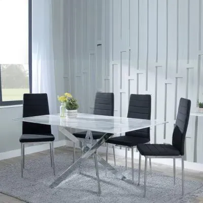 Chopstick Rectangular Dining Set - White, Glass