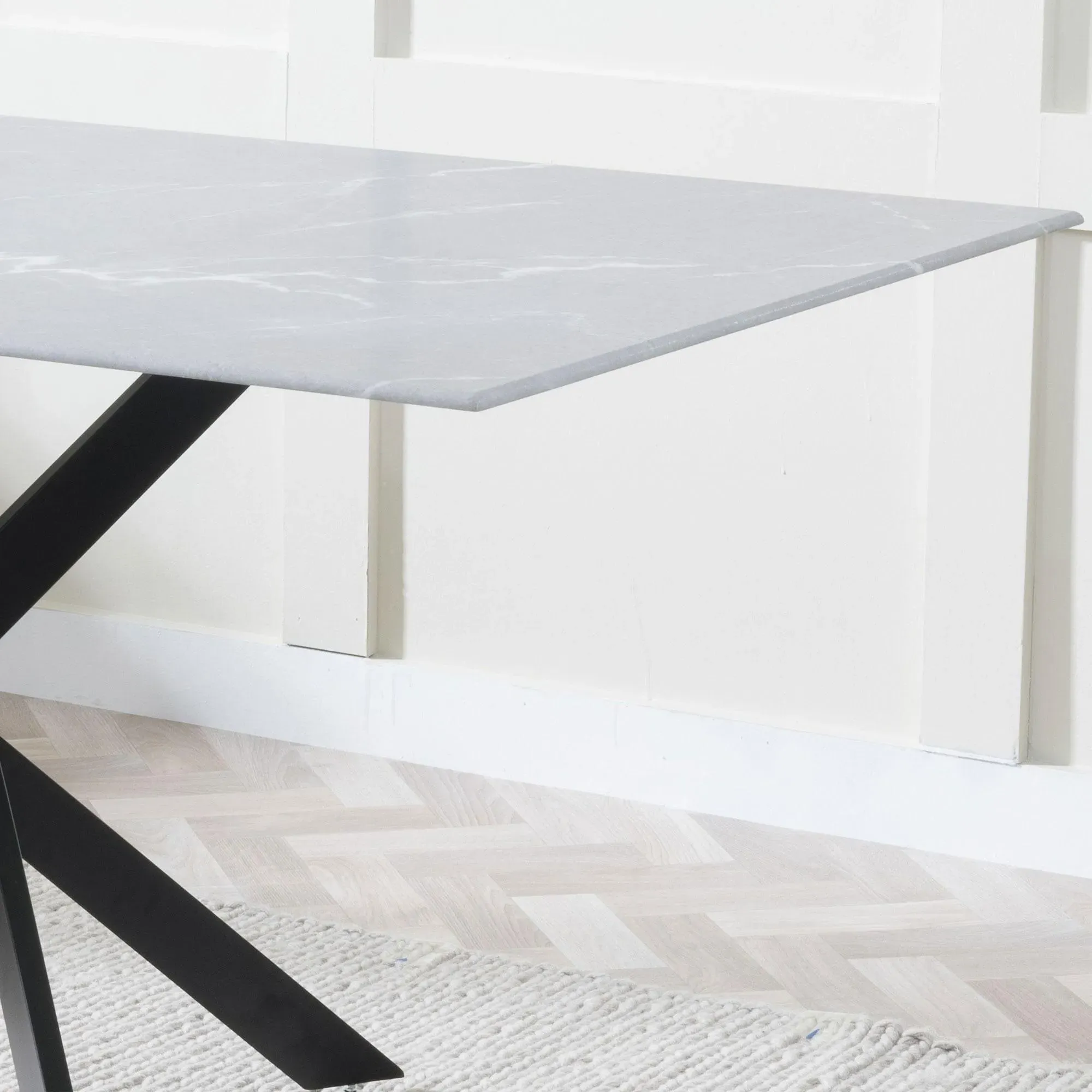 Chopstick Rectangular Dining Set with Chairs - Grey, Glass