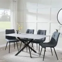 Chopstick Rectangular Dining Set with Chairs - Grey, Glass