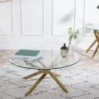 Chopstick Round Coffee Table - Clear, Glass