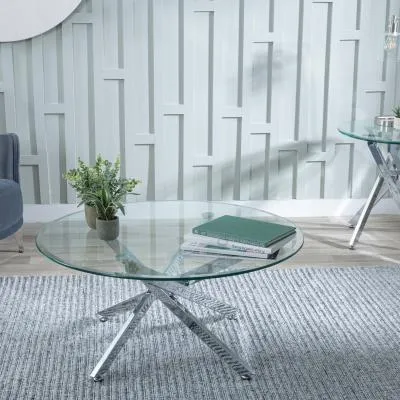Chopstick Round Coffee Table - Clear, Glass image