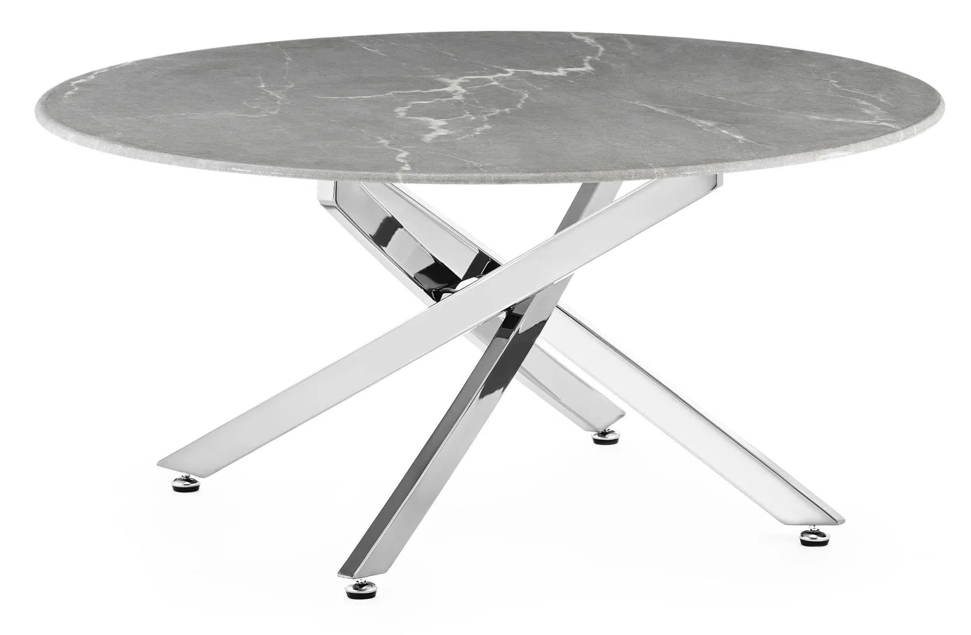 Chopstick Round Coffee Table - Grey, Glass