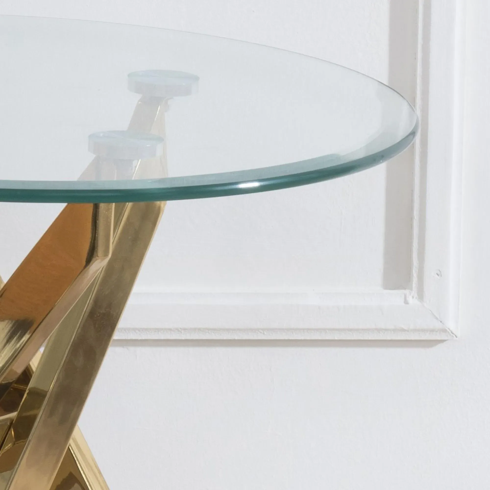 Chopstick Round Side Table - Clear, Glass