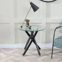 Chopstick Round Side Table - Clear, Glass