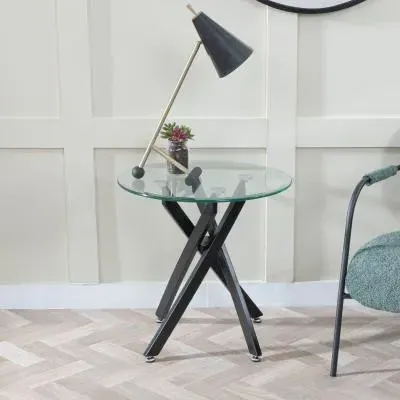 Chopstick Round Side Table - Clear, Glass image