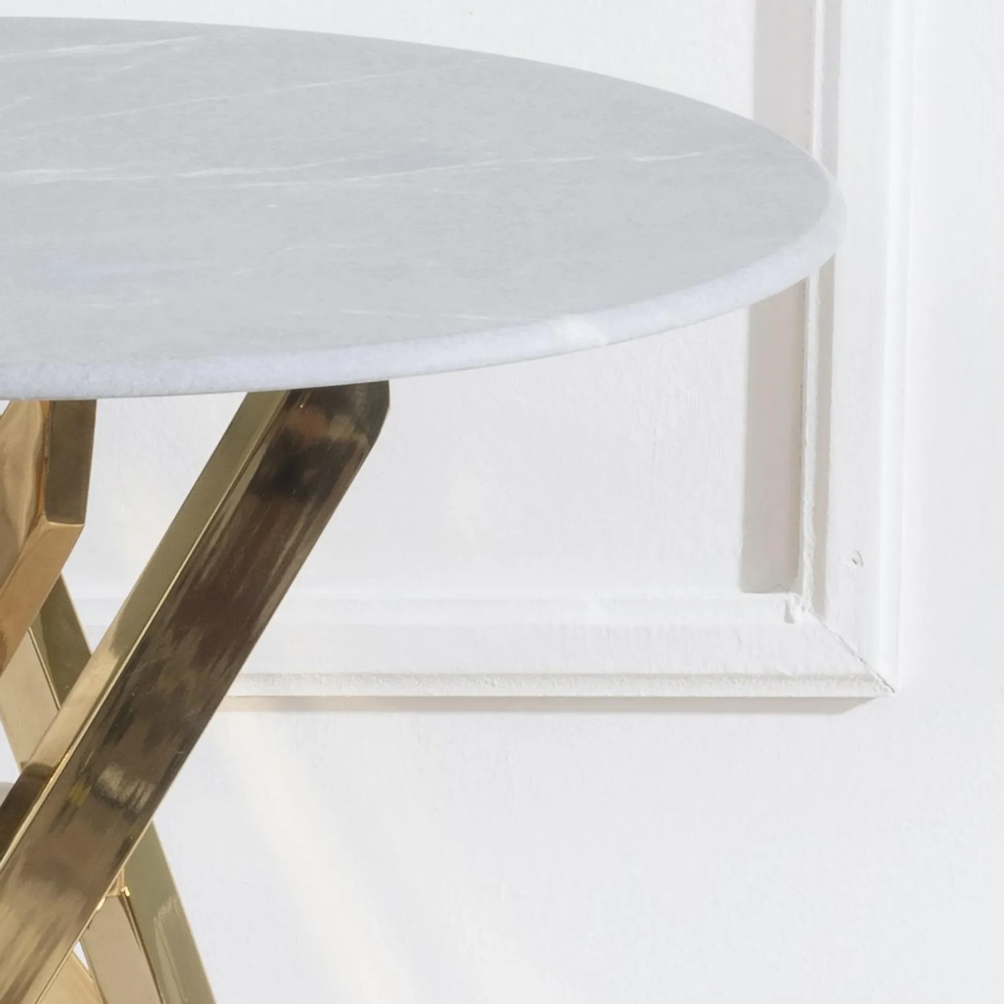 Chopstick Round Side Table - Grey, Glass