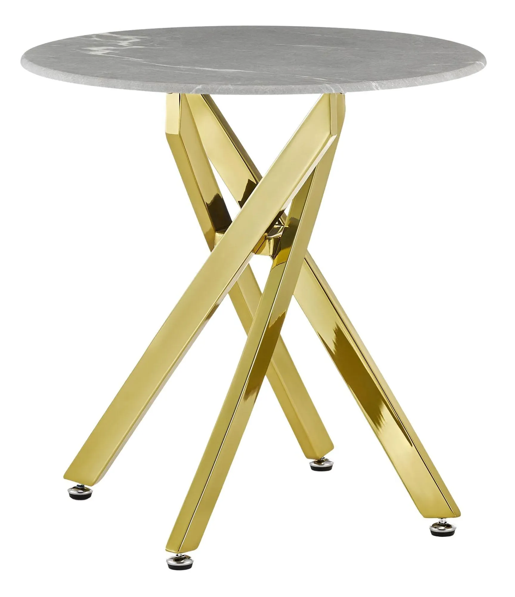 Chopstick Round Side Table - Grey, Glass