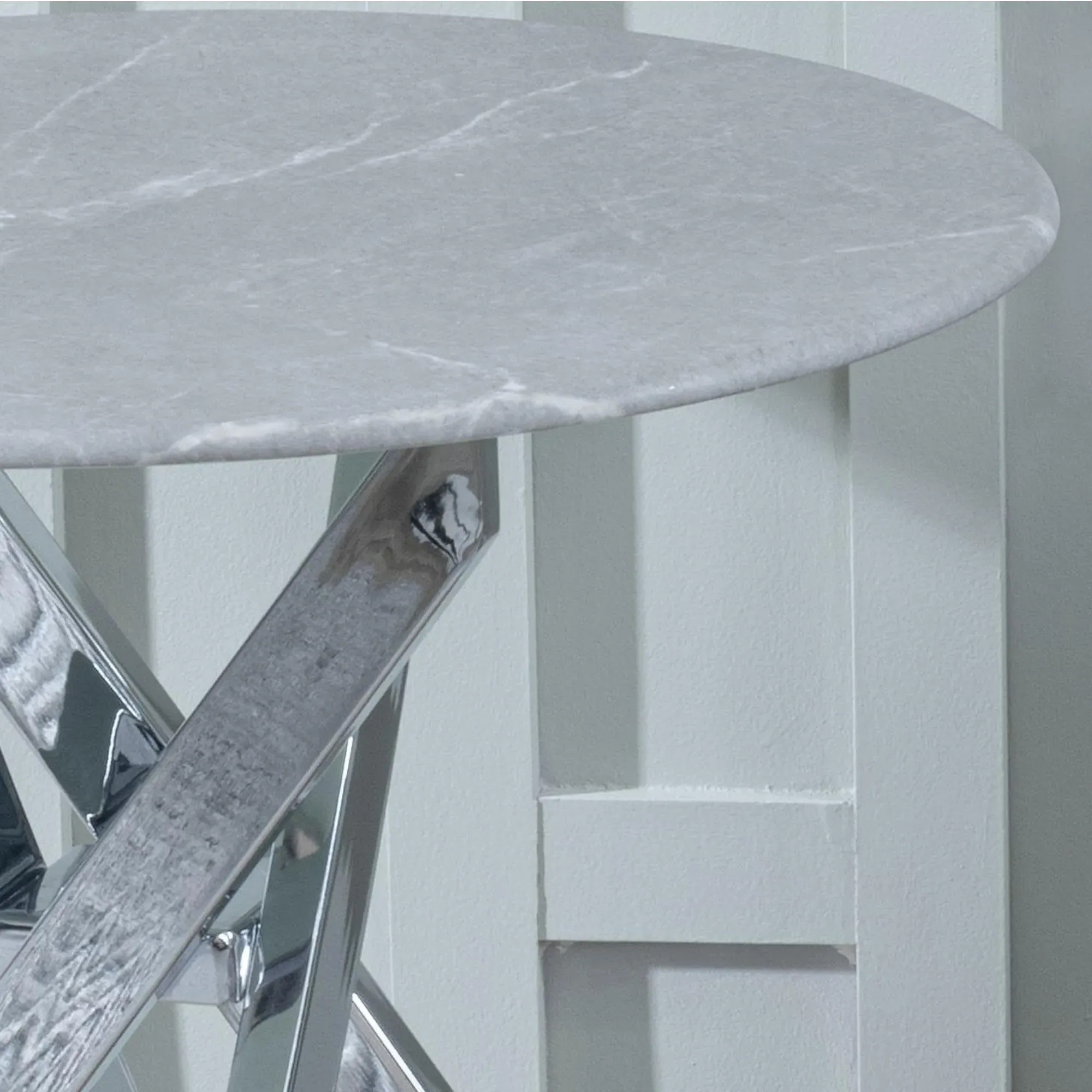 Chopstick Round Side Table - Grey, Glass