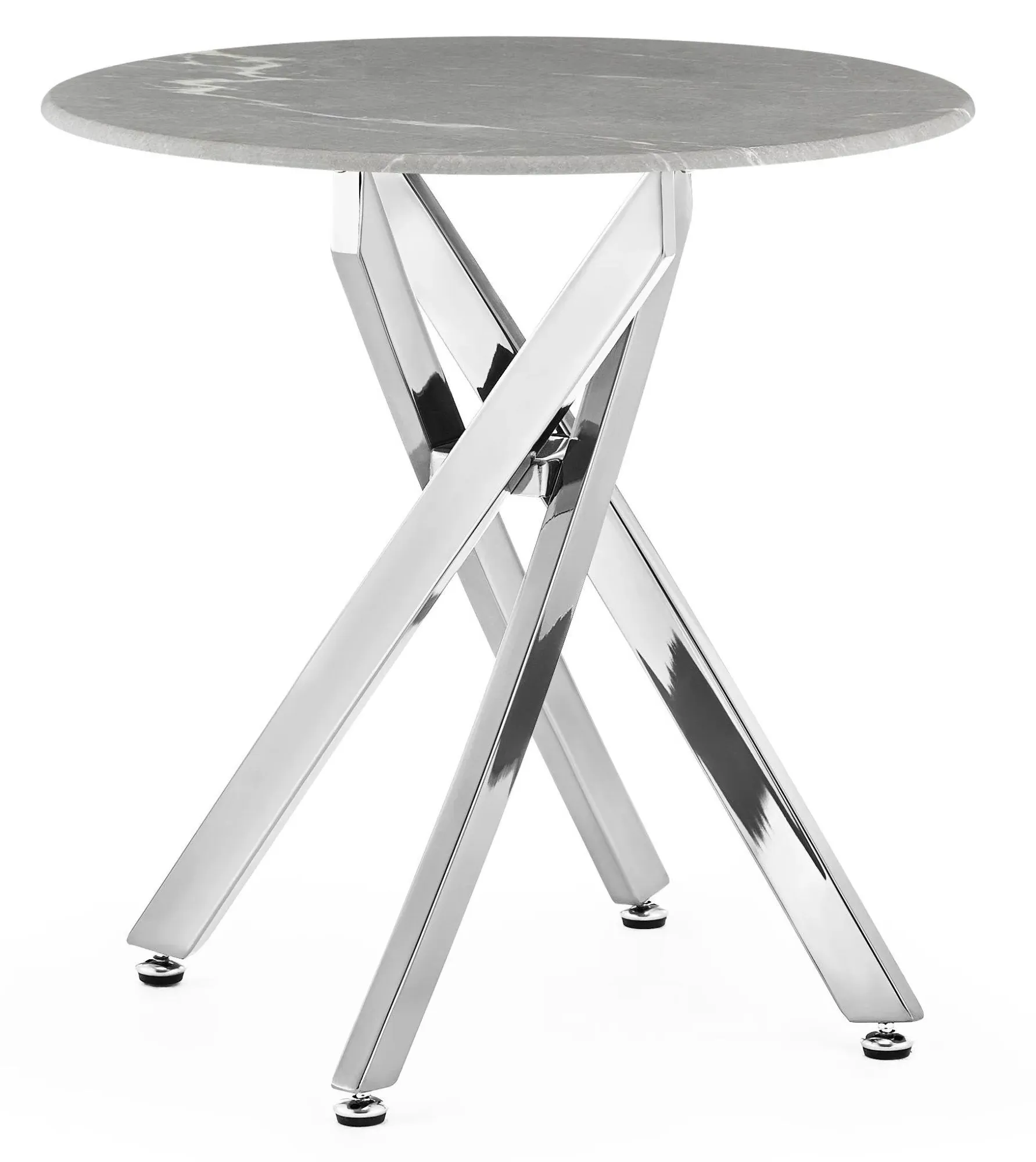 Chopstick Round Side Table - Grey, Glass