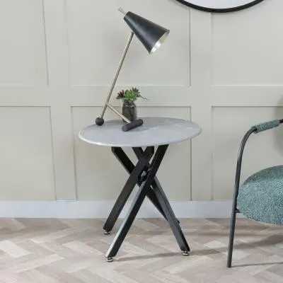 Chopstick Round Side Table - Grey, Glass