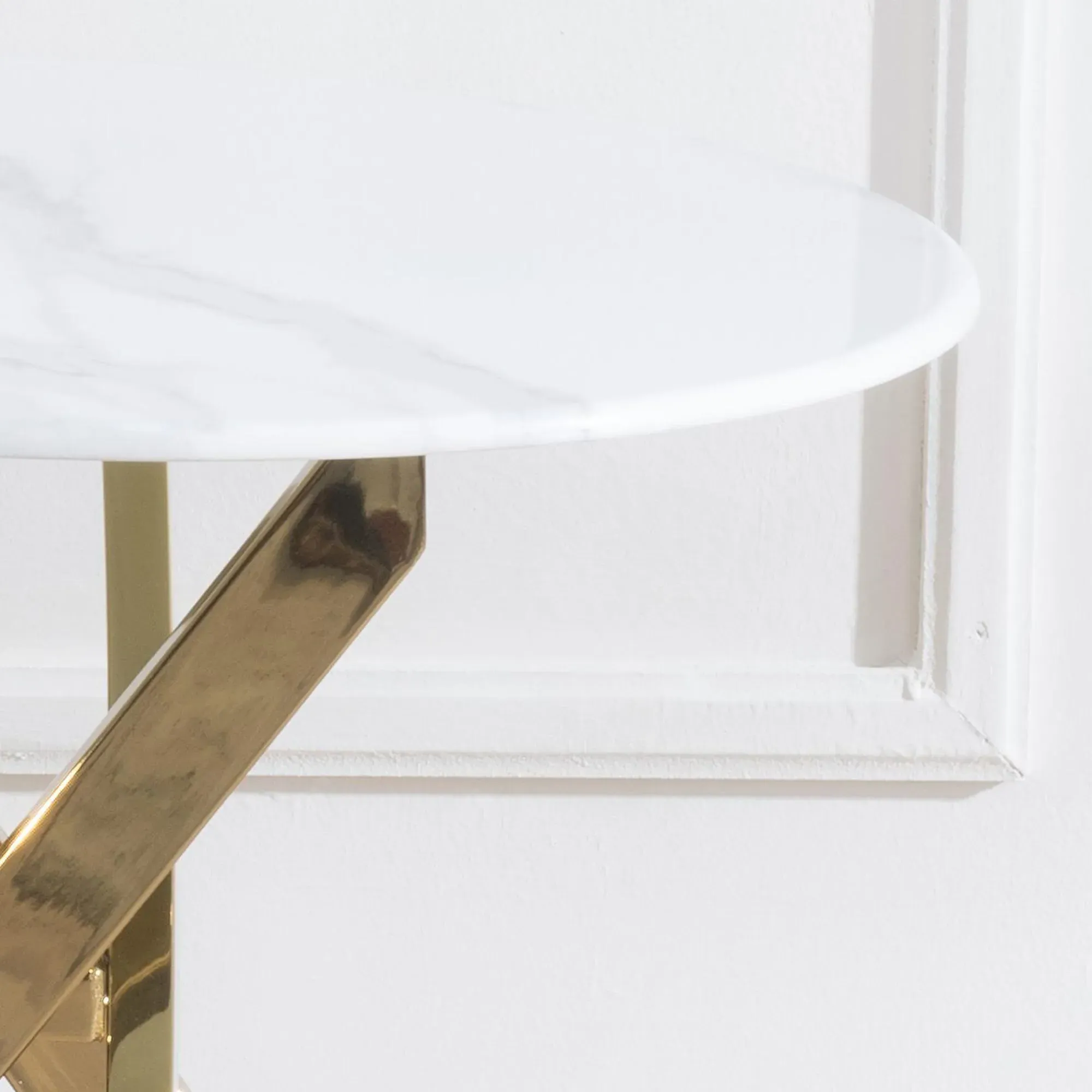 Chopstick Round Side Table - White, Glass