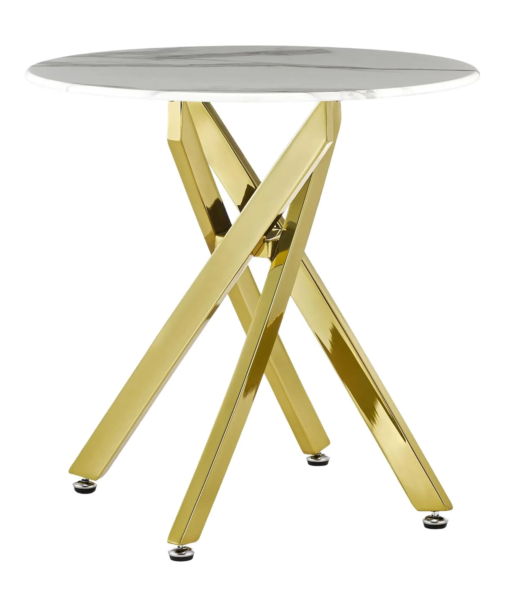 Chopstick Round Side Table - White, Glass