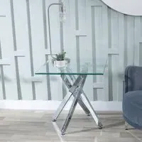 Chopstick Square Side Table - Clear, Glass