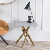 Chopstick Square Side Table - Grey, Glass