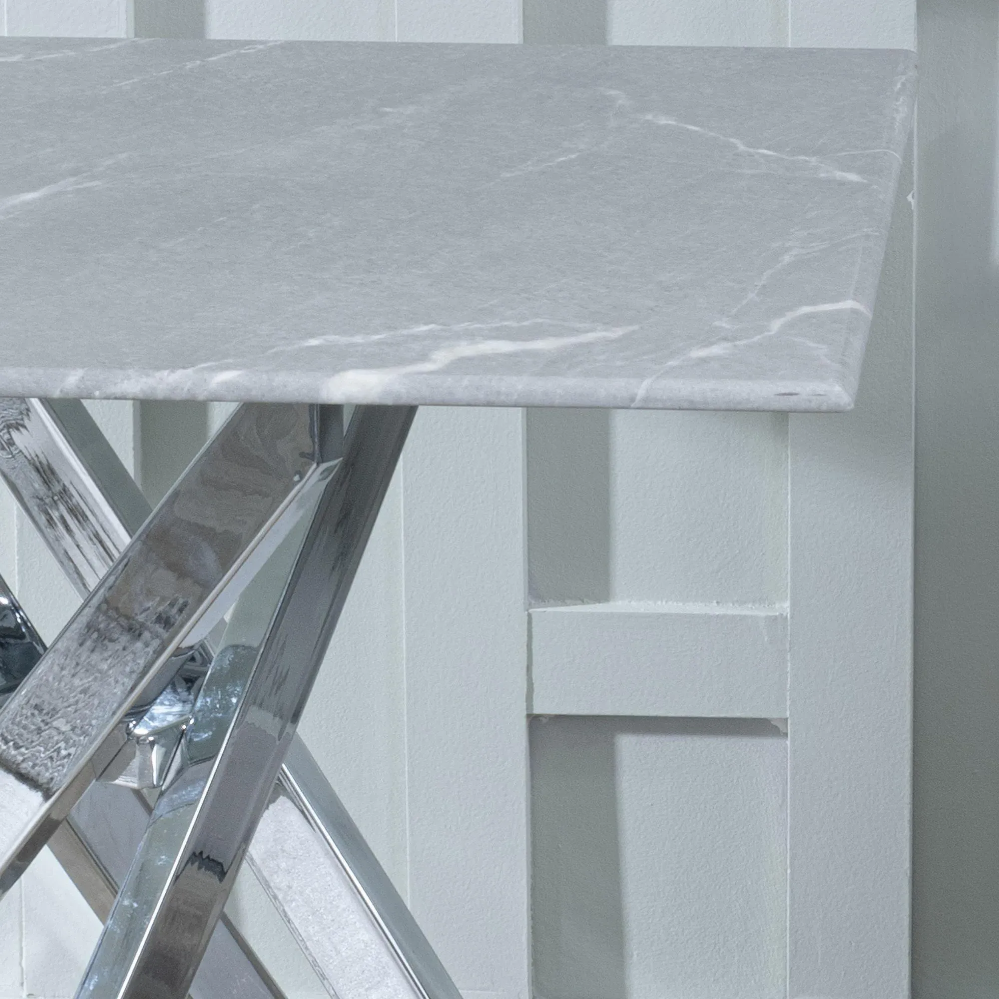 Chopstick Square Side Table - Grey, Glass