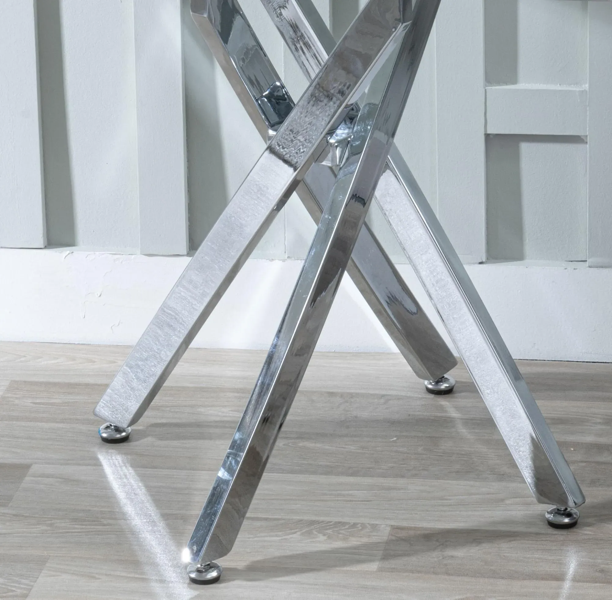Chopstick Square Side Table - Grey, Glass