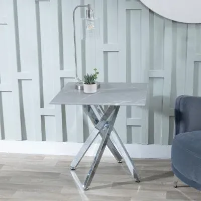Chopstick Square Side Table - Grey, Glass