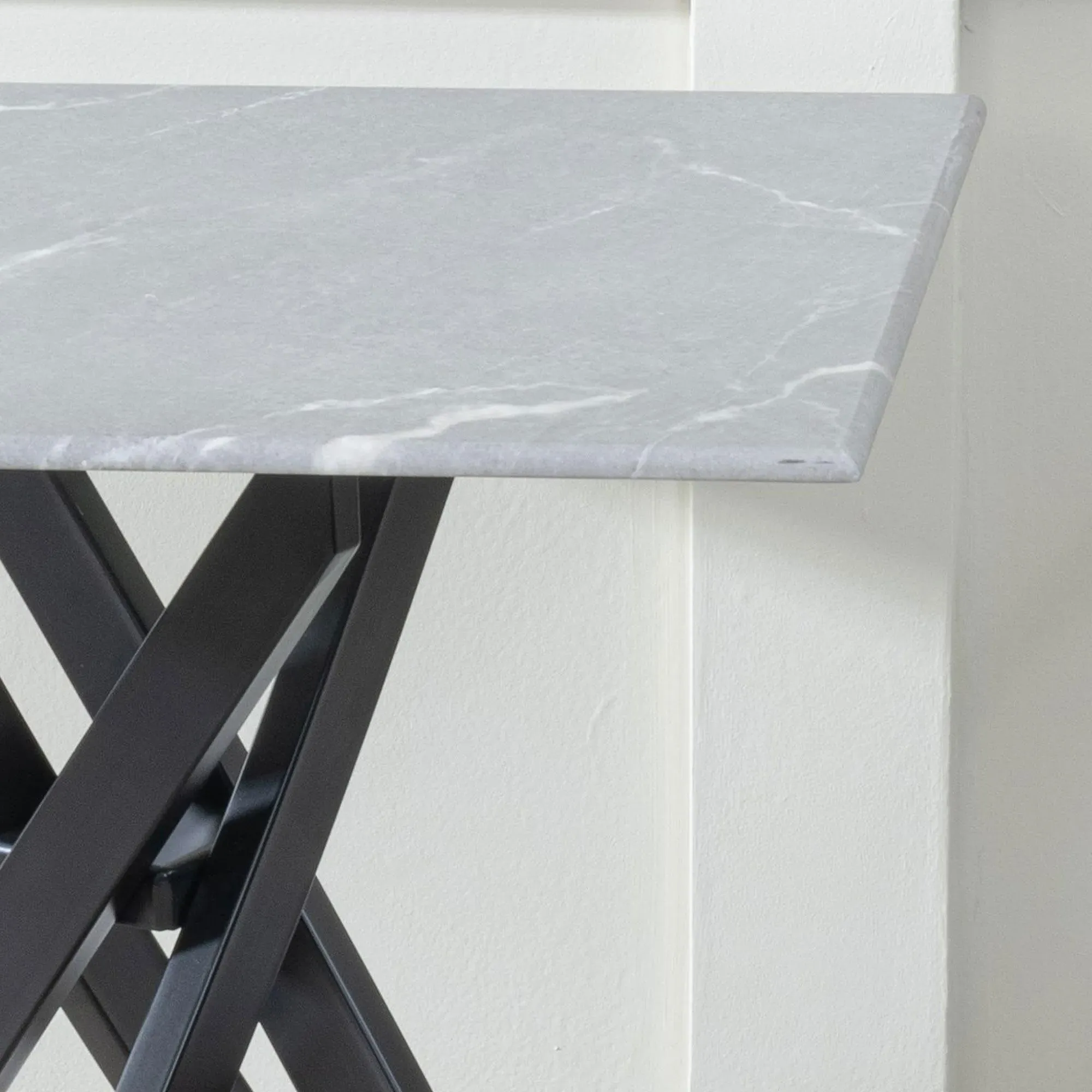 Chopstick Square Side Table - Grey, Glass