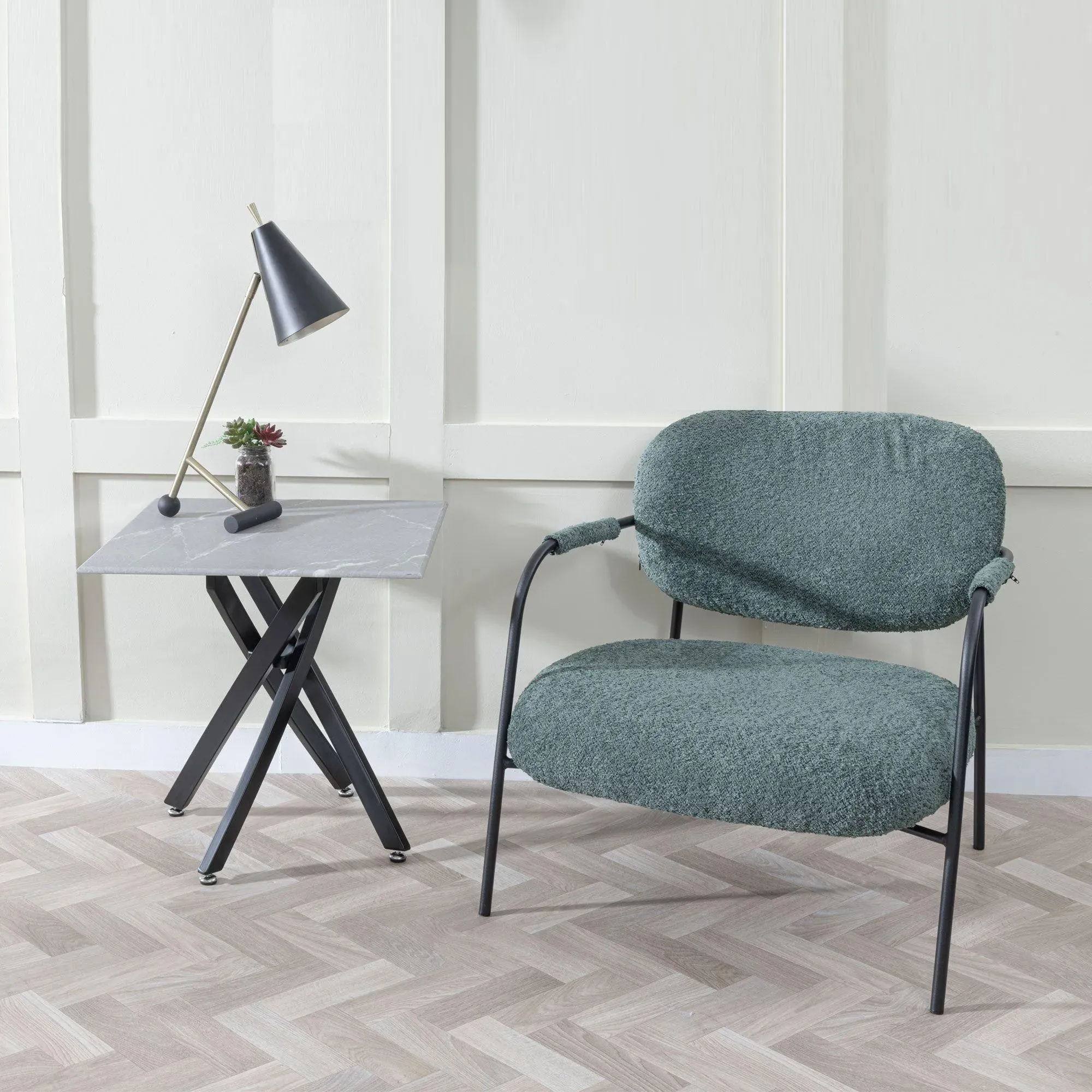 Chopstick Square Side Table - Grey, Glass