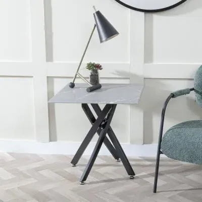 Chopstick Square Side Table - Grey, Glass