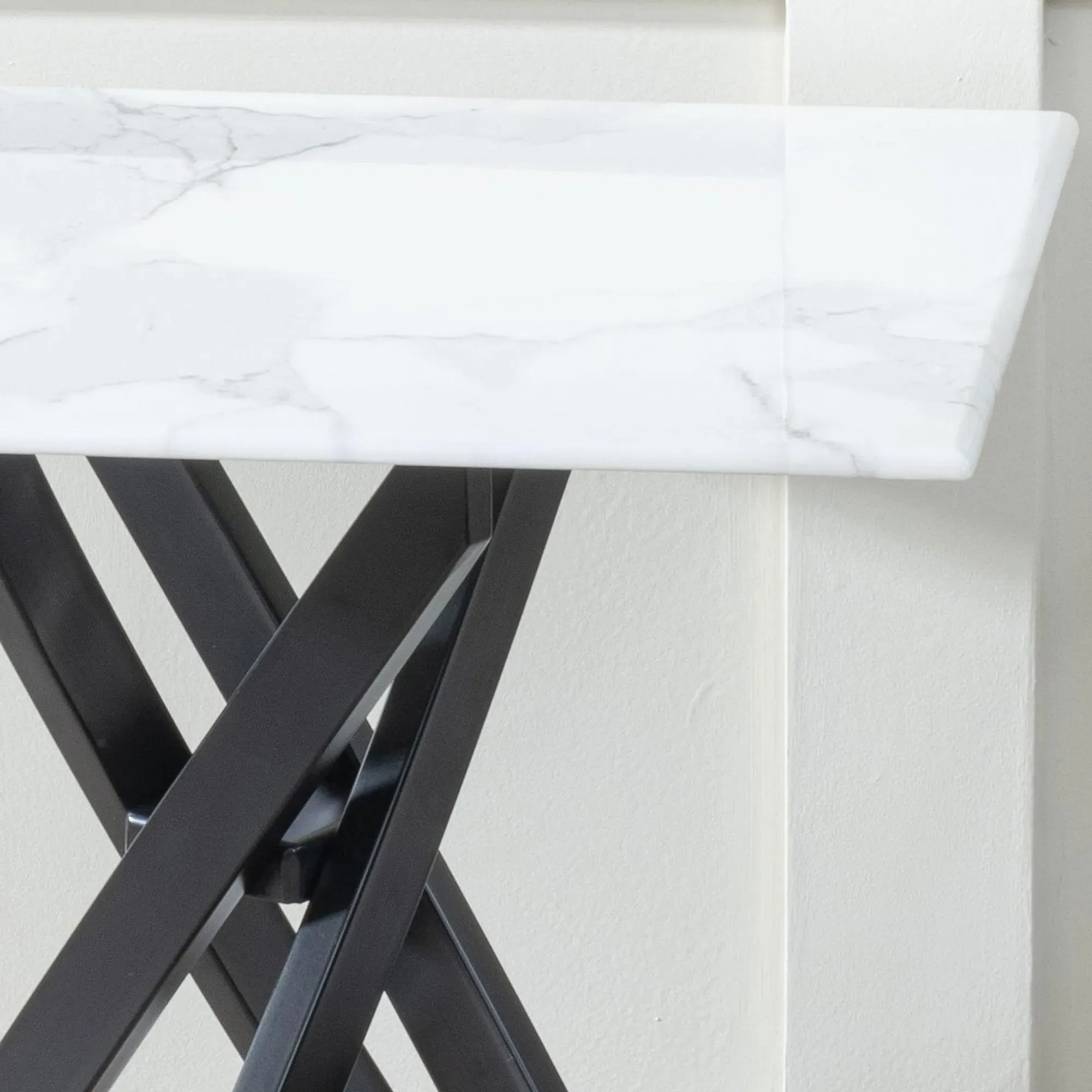 Chopstick Square Side Table - White, Glass